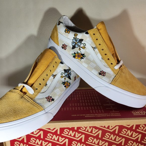 NWT VANS Suede/ Canvas Old Skool (Garden Check) Yellow Men (8.5)/ Women (10.0) - Picture 7 of 16